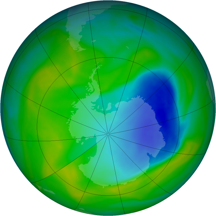 Antarctic ozone map for 30 November 2007